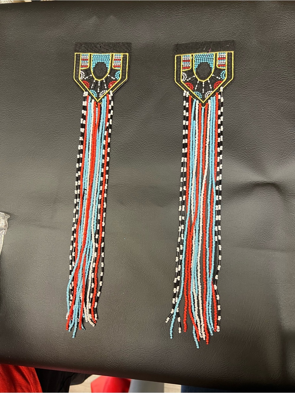 Beaded Fringe  - Black, Turquoise & Red